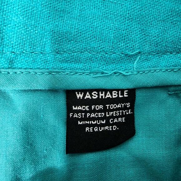 Zac & Rachel Womens Cropped Pants Size 12 Linen Blend Button Detail Pockets Blue - Picture 8 of 9